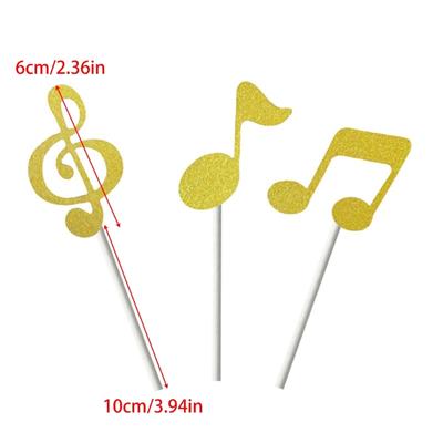 Packung mit 1 Musik-Kuchenaufsatz Bunte Achtelnote Cupcake-Einstecker für Themenpartys Papier Lebensmittelechte Dekoration