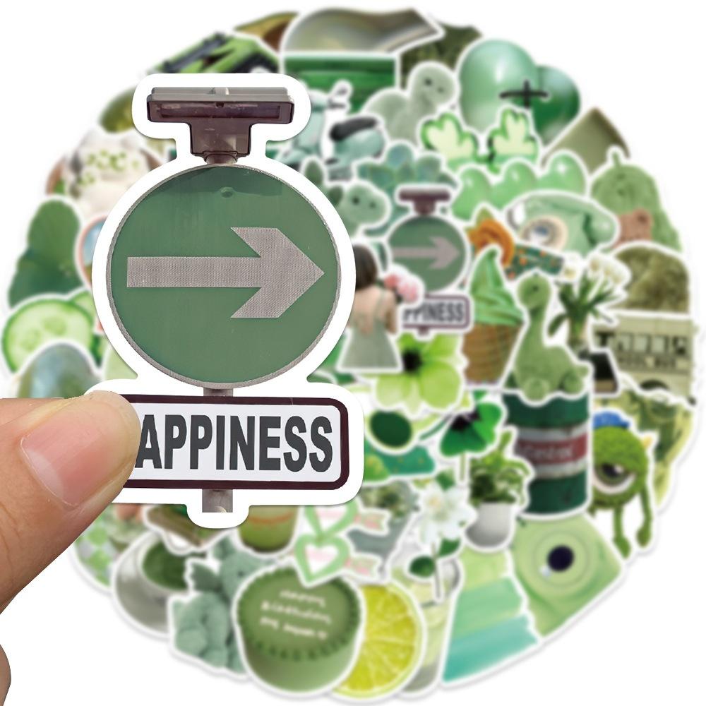 10/60Pcs Green Indie Pop Sticker Ins Style Indie Pop Sticker Graffiti Stickers for DIY Luggage Laptop Skateboard Motorcycle Bicycle Stickers