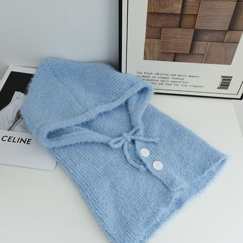 Ins Wind Rafa Hat Men and Women Winter Riding Warm Ear Protection Scarf Hooded Integrated Couple Wool Knitted Hat