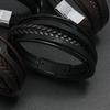 PU Leather Braided Bracelet Men Black Simple Fashionable Alloy Buckle Woven Bracelet Jewelry Accessory