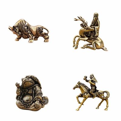 Pure Copper Ornaments Tea Pet Bull Deer Horse Toad Animals Miniature Figurine Chinese Classical Desktop Copperware Copper Crafts