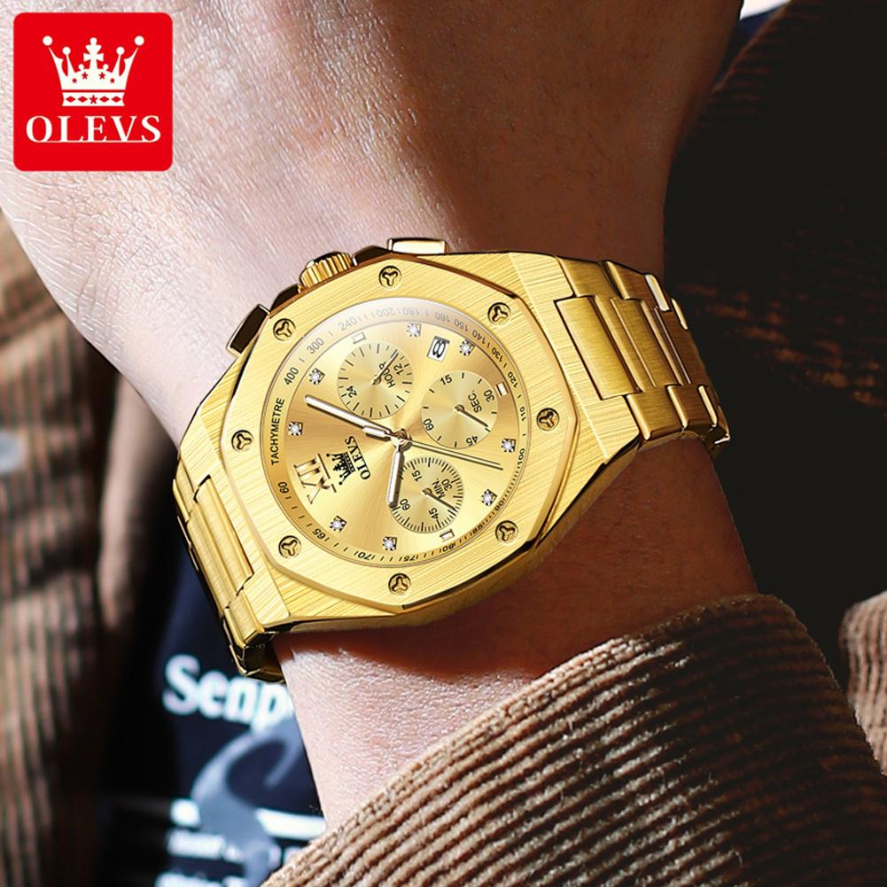 OLEVS Brand Watch Multi Functional Men's Quartz Watch Waterproof Steel Strap 3626