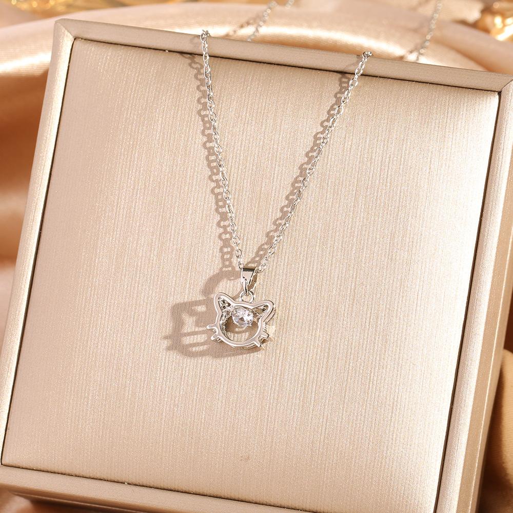 Japan and South Korea Simple Popular Wind Titanium Steel Necklace Female Niche Exquisite Internet Celebrity Zircon Clavicle Chain High-end Jewelry