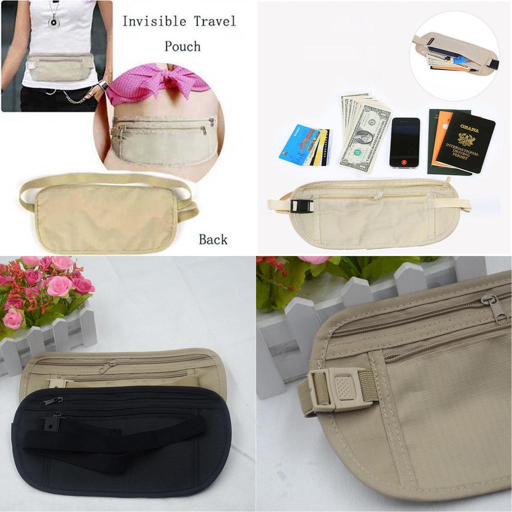 Hidden Security Money Passport Card Ticket Waist Belt Bag Pocket Travel Wallet With Ultrathin Design