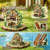 Ensemble de construction de cabane d'elfe de la forêt, modèle de maison forestière modulaire avec roue à aubes et décorations florales, kit de briques créatif STEM pour la maison D