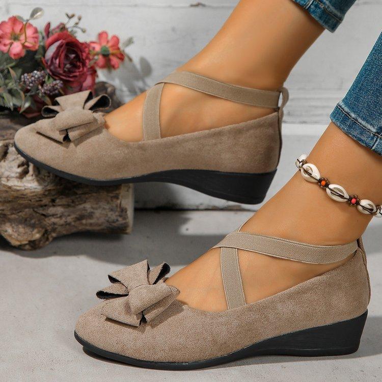Flats Bow Shoes Anti-slip Casual Running Shoes 2026 New Summer Fashion Lightweight Wedge Loafers