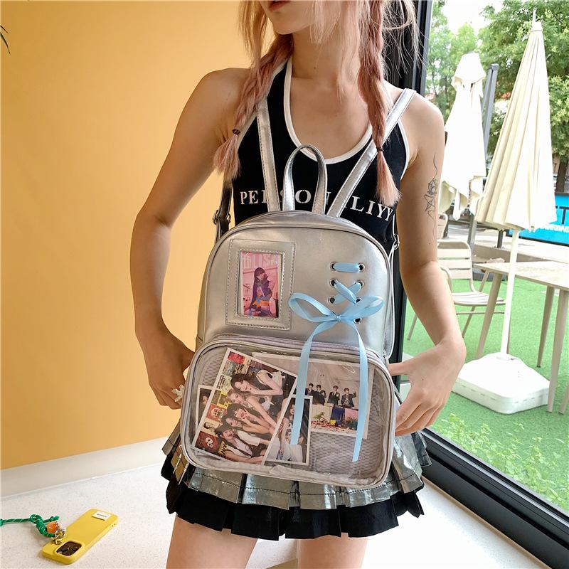 Trendy new transparent backpack high school large capacity college student backpack pain women travel