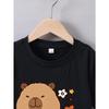 European sizes Summer Short Sleeve "Capybara Riding a Bike" Print T-Shirt