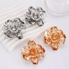 Vintage Metal Big Flower Shaped Stud Earrings for Women Exaggerated Gold Color Floral Statement Earrings Holiday Jewelry