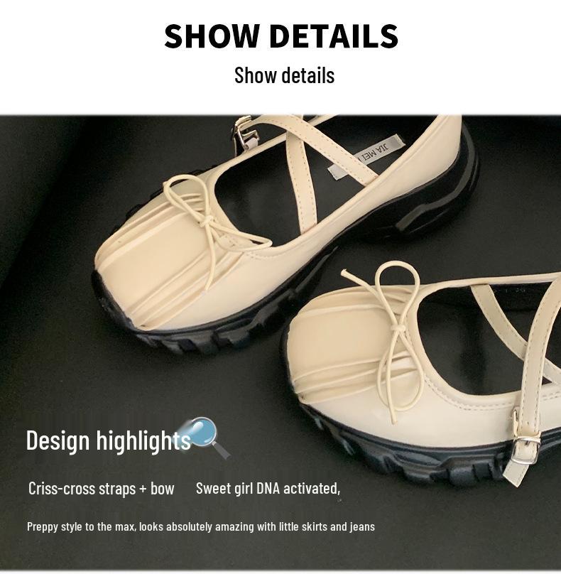 Original Women's Casual French Height-Boosting Cute Doll Ruffled Thick-Soled Mary Jane Shoes