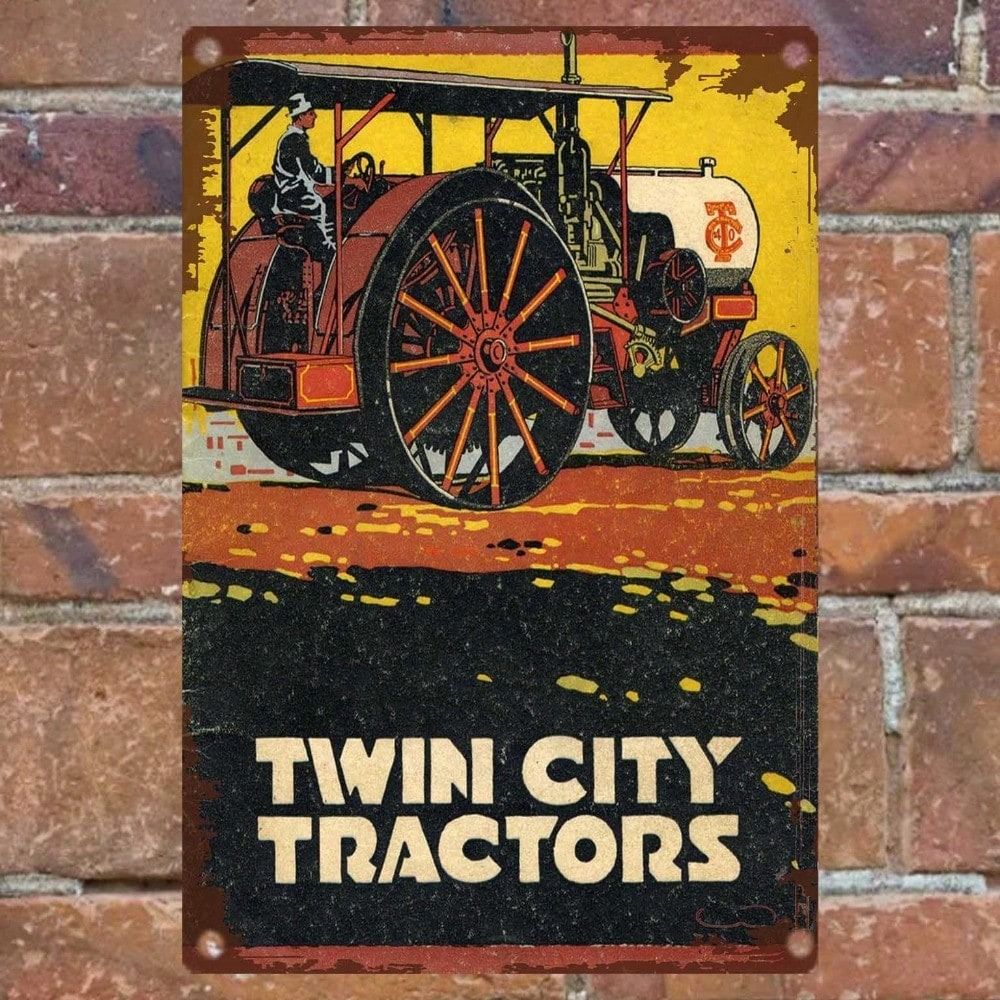 Vintage Tractor Metal Wall Art Retro Farmhouse Home Decor Tin Sign