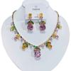 Luxury Waterdrop Pendant Jewelry Set Earring Pink Necklace For Women Bridal Wedding Exquisite Fashion Zircon Party Banquet Gift