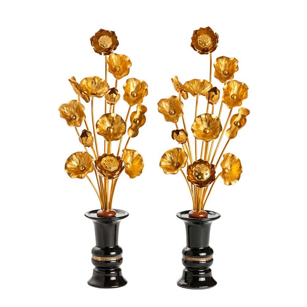 

Lotus Flower Set for Buddhist Altars, Bon Festival Supplies, Lotus Flowers, Buddhist Altar Accessories, with Vase and Stand, Pair of Left and Right,