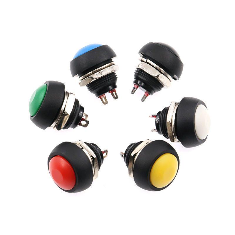 Waterproof Non-locking Round Horn Button Switch PBS-33B - 12mm Self-resetting