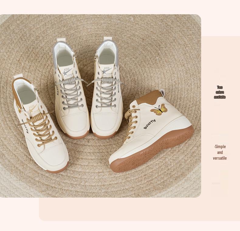 Herbst/Winter 2025 Damenmode Butterfly Wedge Stiefel - Dicke Sohle, Bequeme Passform