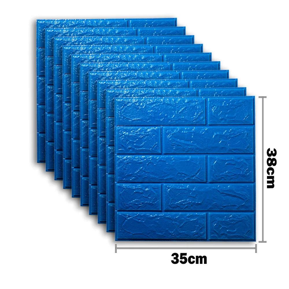 10pcs Self Adhesive Decor 3D Foam Wall Stickers Pane Room Waterproof Peel and Stick Brick Wallpaper for Interior Decoration