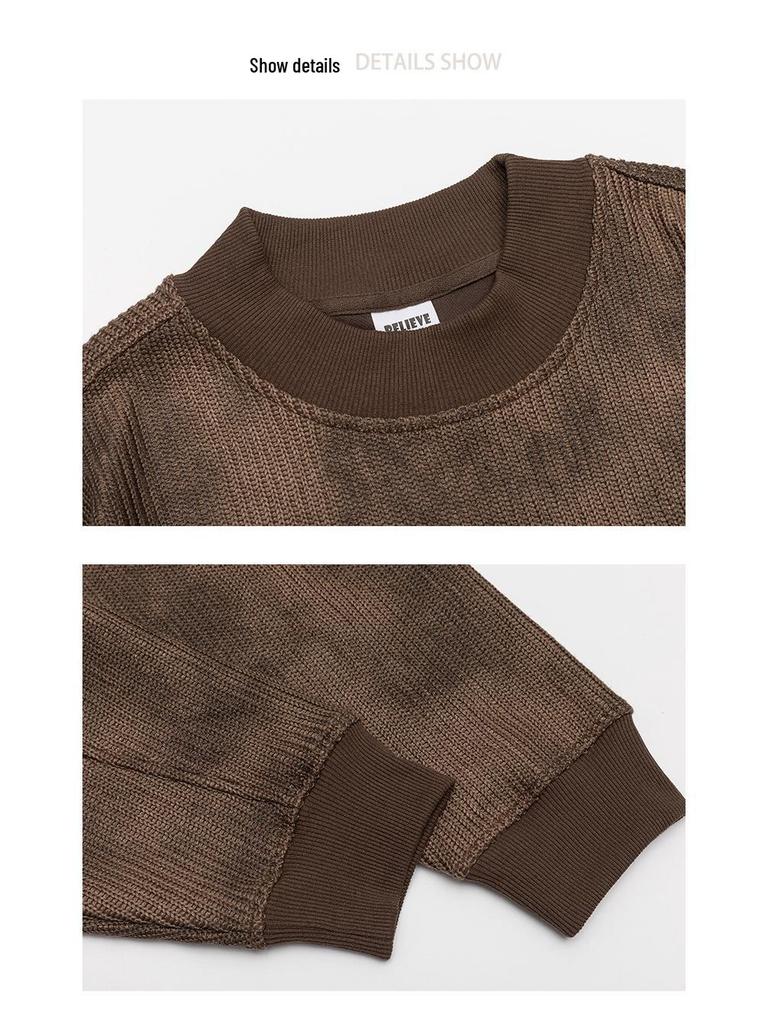 Men's Retro Heavyweight Knit Hoodie - Loose Casual Style for Autumn and Spring
