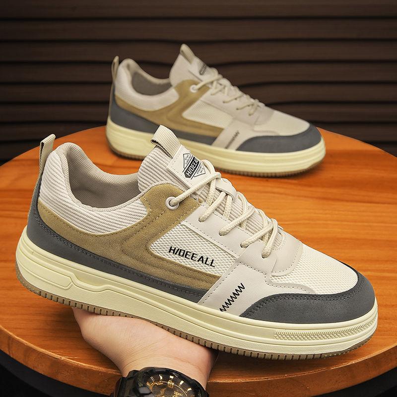Men's Shoes for Summer New Breathable Hong Kong Style Versatile Dirt-resistant Mesh Shoes Trendy Lightweight Soft Sole Sports Casual Shoes