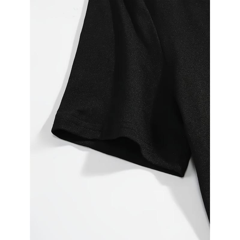 Europäische Größen TOM UND JERRY Lustiges T-Shirt mit Gitarrengrafik   Lässiges T-Shirt mit Cartoon-Charakterdesign, Streetwear-Stil Rundhals Kurzarm