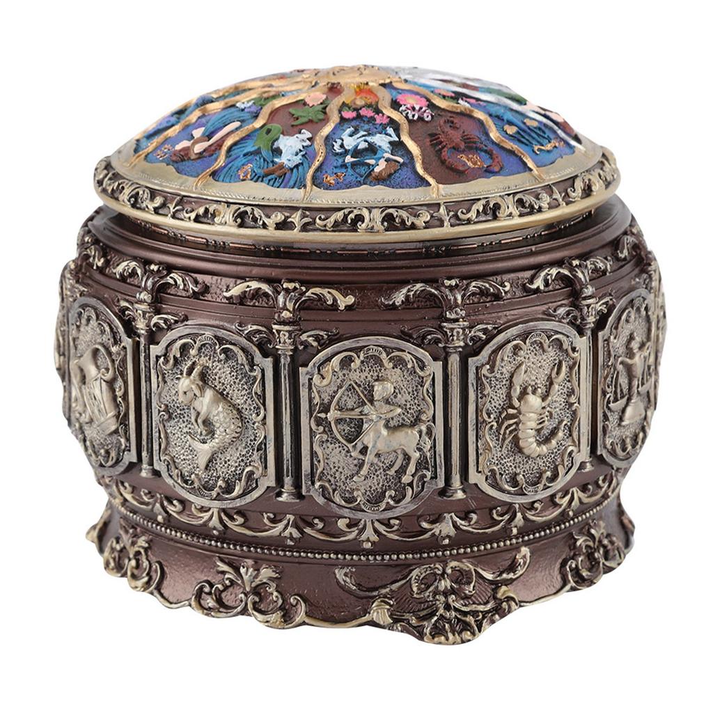 Vintage Music Box with 12 Constellations Rotating Goddess Twinkling LED Light