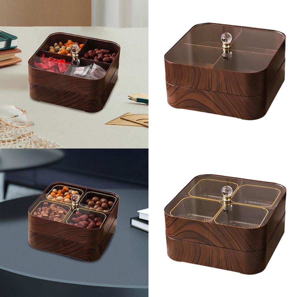 Divided Serving Tray with Lid Decorative Wood with Clear Lid Serving Platter