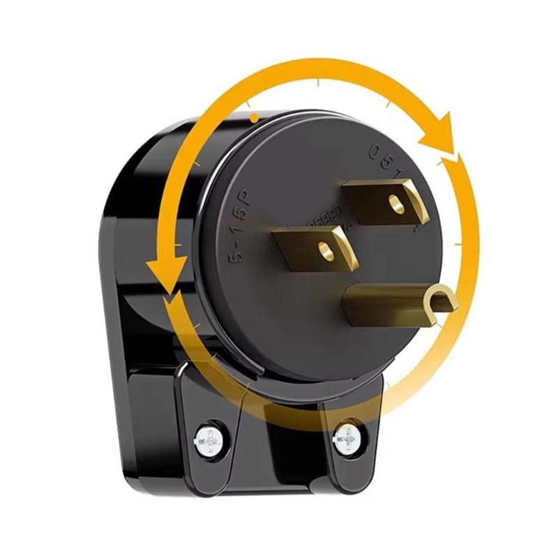 360 Degree Fully Rotatable NEMA 5 15P Male Plug 15A 125V ETL Support for Flexible Angling with 18/16/14AWG Power Cords