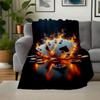 "Flaming Poker Night: Ace Cards & Casino Chips Set"Blanket Flannel Throw Blanket for Sofa, Bed, Travel, Camping, Office