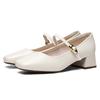 French Thick Heel Single Shoes Fashion Light Luxury Spring New Mary Jane Small Leather Shoes with Skirt Commuter High Heels Women's Shoes