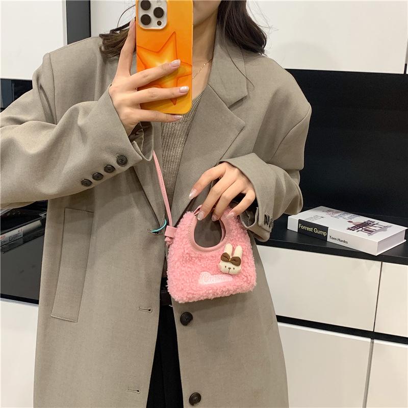 Fashion versatile lamb wool plush bag women's season autumn and winter new niche design exquisite messenger shoulder bag