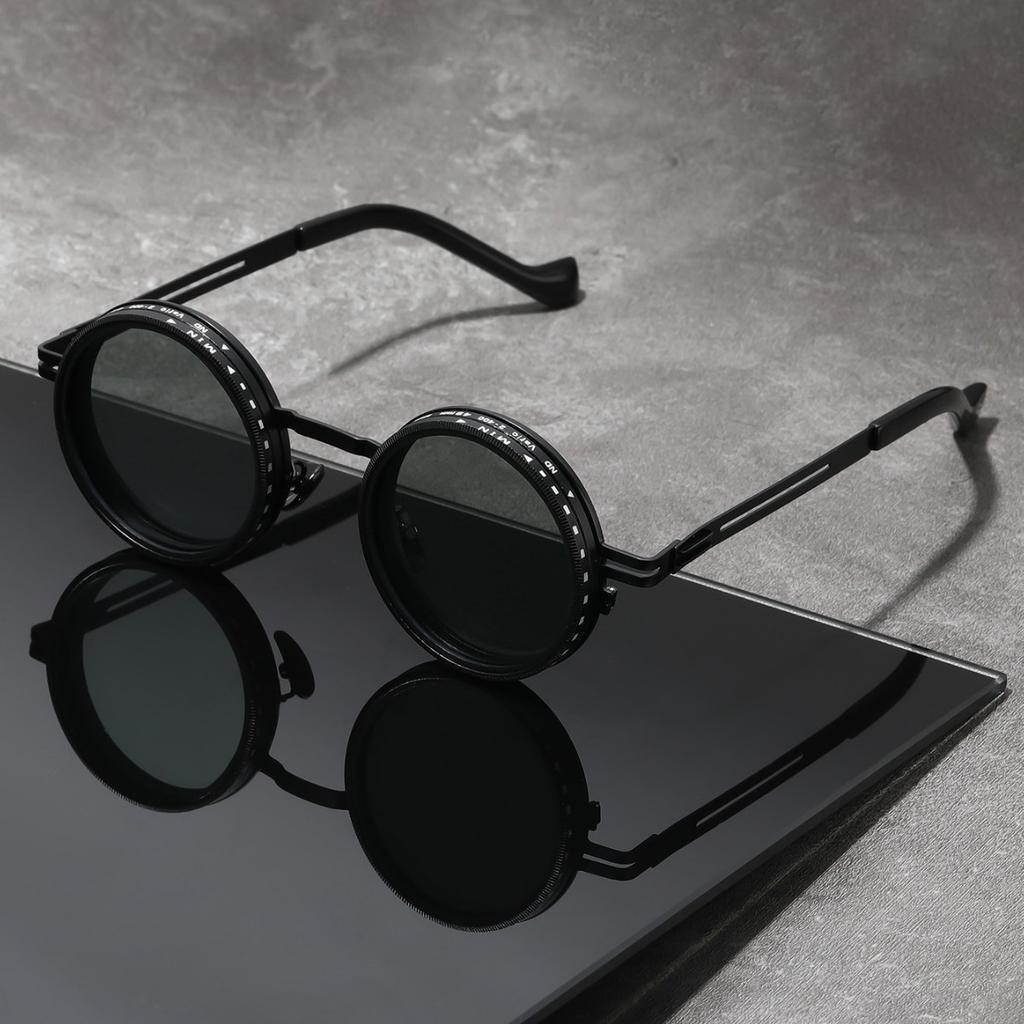 Polarowe Okrągłe Okulary Przeciwsłoneczne ND9 Regulacja Przyciemnienia Mężczyźni Kobiety Retro Punk Męskie Okulary Wędkarskie Outdoorowe Osłony UV400