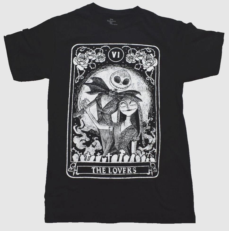 

The Nightmare Before Christmas Mens Tarot Card Lovers Black T-Shirt New Small XL