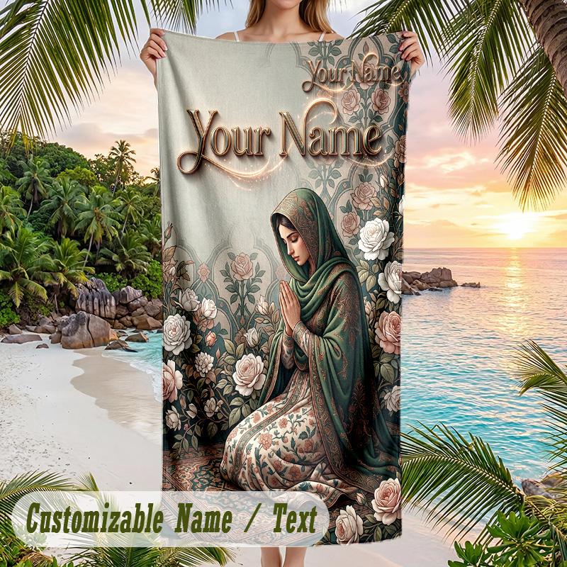 Forest Nature Theme Beach Towel Personalized Custom Name & Text Soft Quick Dry Beach Towel for Swimming Travel