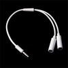 3.5Mm Aux Audio Mic Splitter Cable Earphone Headphone Adapter 1Male To 2Female