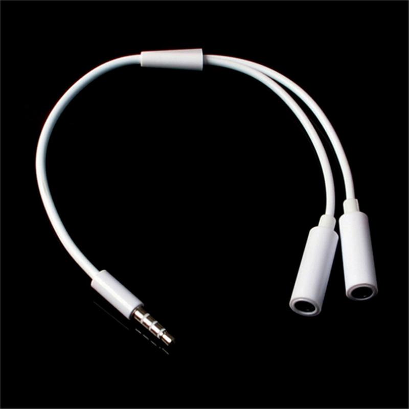 3.5Mm Aux Audio Mic Splitter Cable Earphone Headphone Adapter 1Male To 2Female