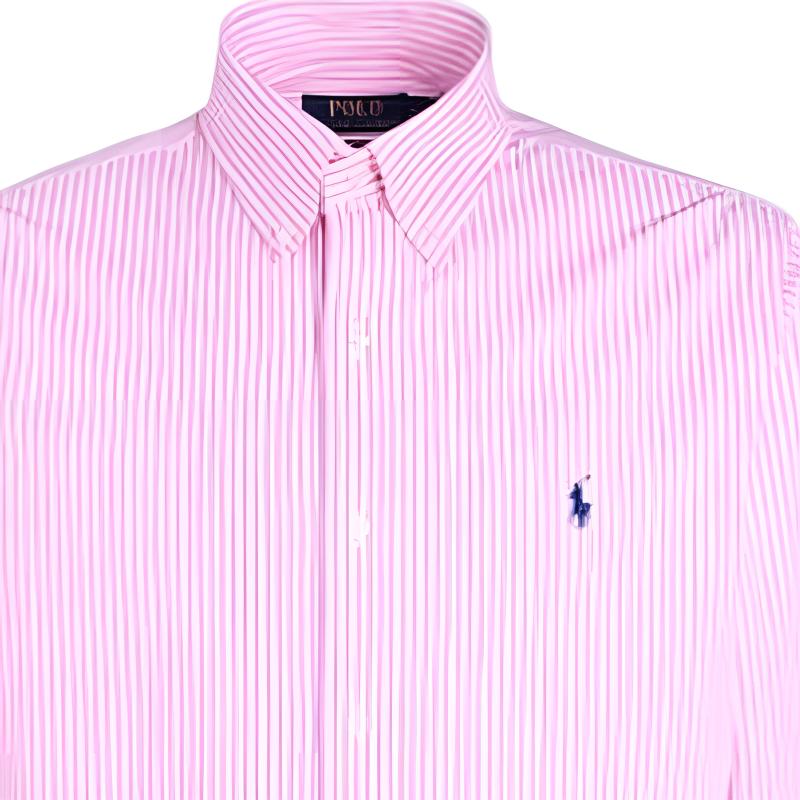 Polo Ralph Lauren Polo Striped Pony Embroidered Poplin Long Sleeve Shirt Men Shirts Pink 712818501-001