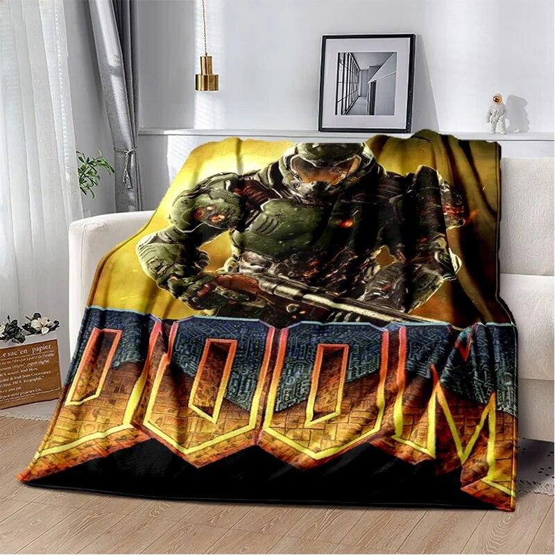 Doom Retro Game Gamer Cartoon  Blanket,Soft Throw Blanket for Home Bedroom Bed Sofa Picnic Travel Office Rest Cover Blanket Kids