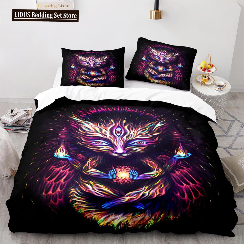 Cat Duvet Cover Set King Size Cute Cats Pattern Bedding Set Decorative Animal Polyester Comforter Cover With Pillowcases For Kid