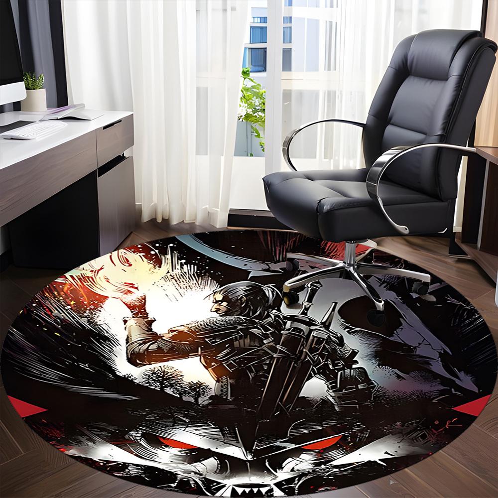 1PC Warrior Armor Office Round Rug, Non-slip, Soft and Durable Office Rug for Interior Decoration, Perfect for Office yy250915089