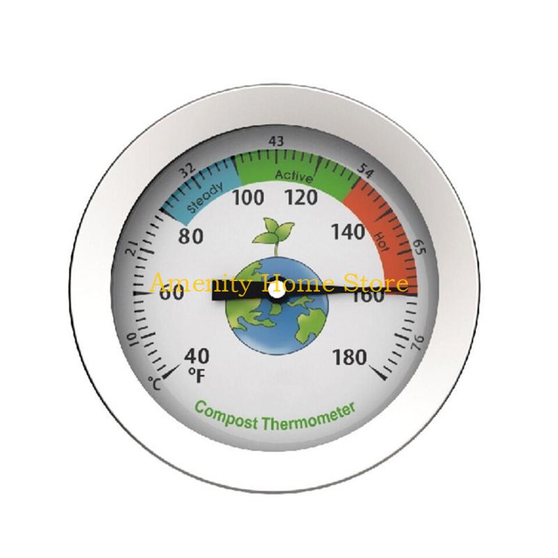 

F26C Compost Soil Tester Measuring Probe StainlessSteel Thermometer for Garden Lawn