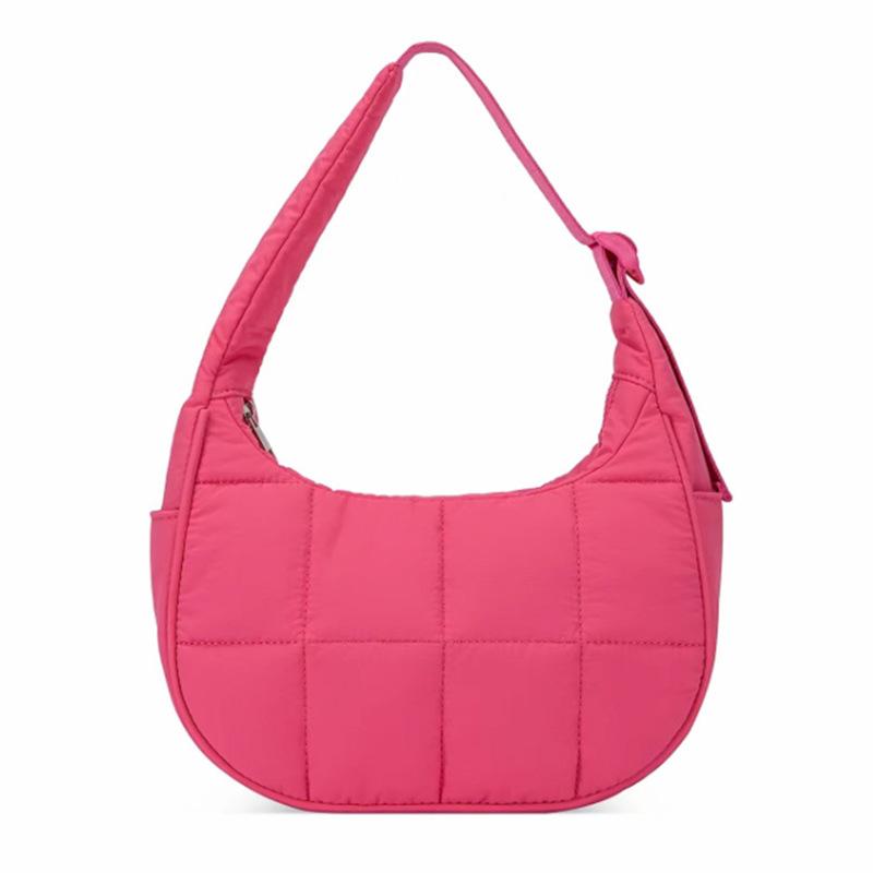 New quilted down shoulder bag fashionable women's small armpit bag large capacity solid color lightweight handbag