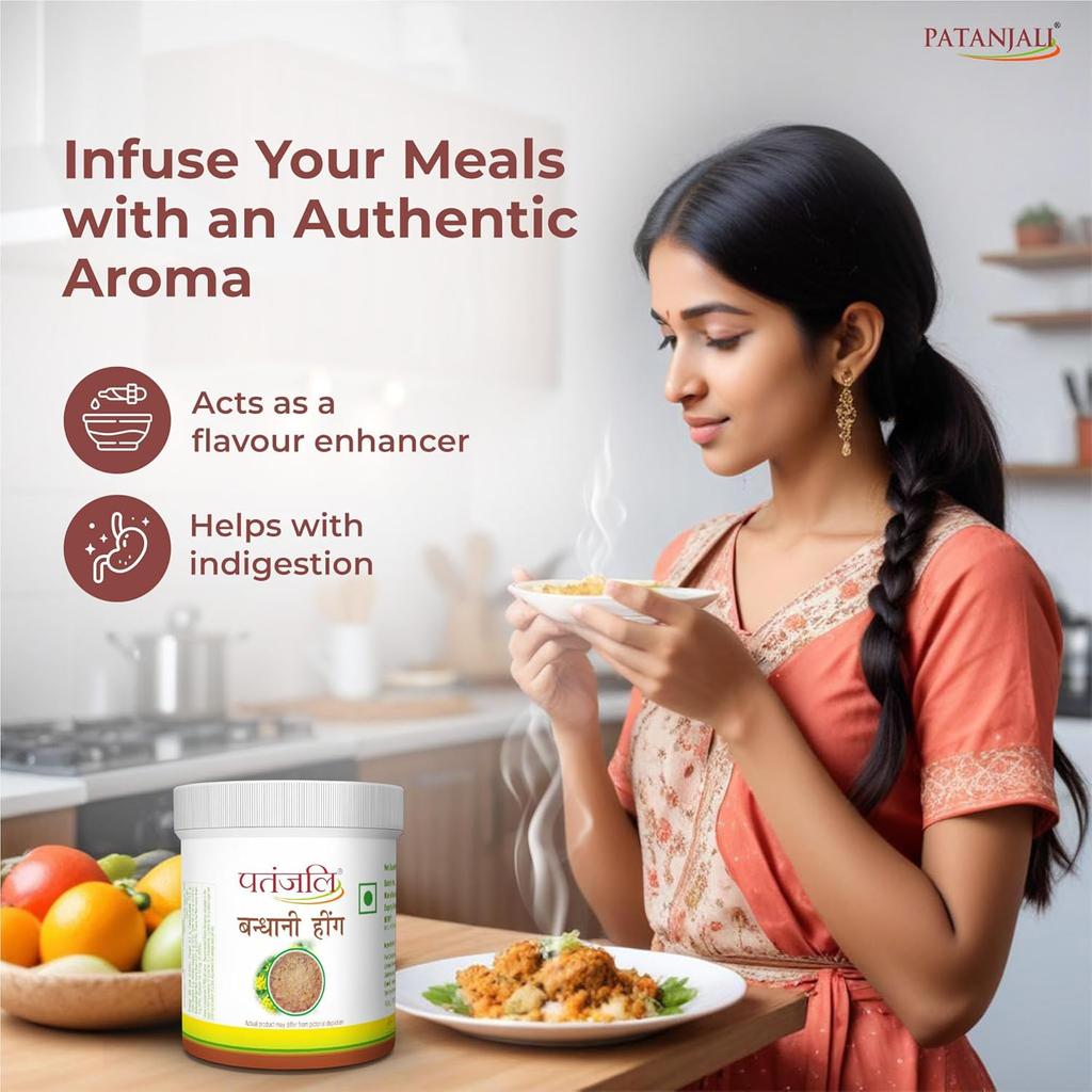 Patanjali Bandhani Hing Asafoetida Powder Strong Aroma Flavor Enhancer Cooking Spice Rich Quality 25 g Pack Of 1