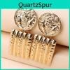 Contemporary Geometric Gold Metal Earrings With Relief Design For Wedding And Party Decor