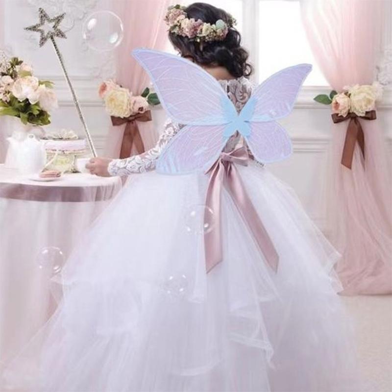 Butterfly Wing and Star Wand Set Cosplay Fairies Wing and Wand Butterfly Dress up Outfit for Girl Christmas Masquerades
