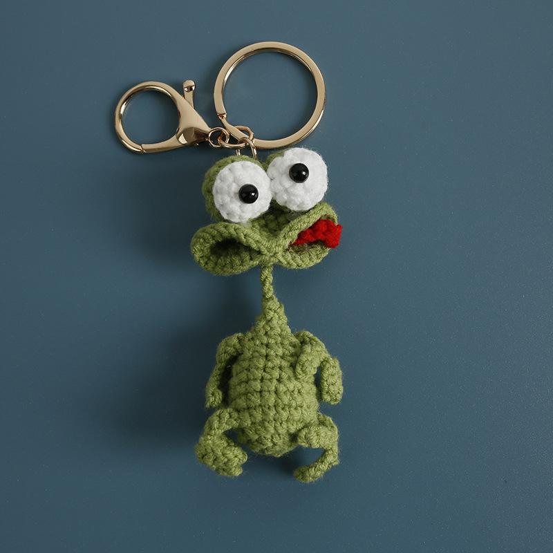 Süße Wurstmund-Entenpuppe Häkel-Schlüsselanhänger Handgemacht Gestrickte Lustige Froschpuppen-Schlüsselanhänger Häkel-Enten-Schlüsselanhänger Für Taschenanhänger