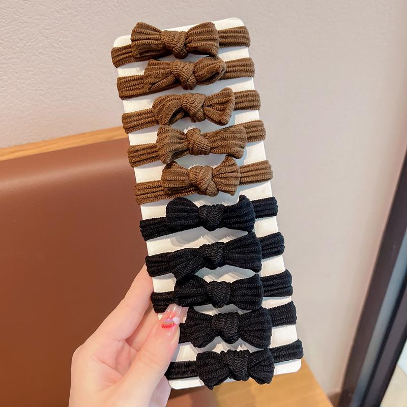 

10 шт./пакет корейские женские банты эластичные резинки для волос сплошные бесшовные резинки для девочек аксессуары для волос конский хвост резинка для волос веревка Size fits all