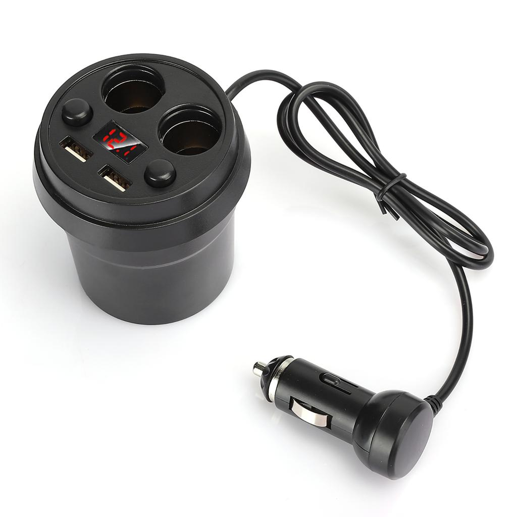 Cup Dual USB Car Charger with Wire Multifunction Cigarette Lighter for Phone Tablet PC