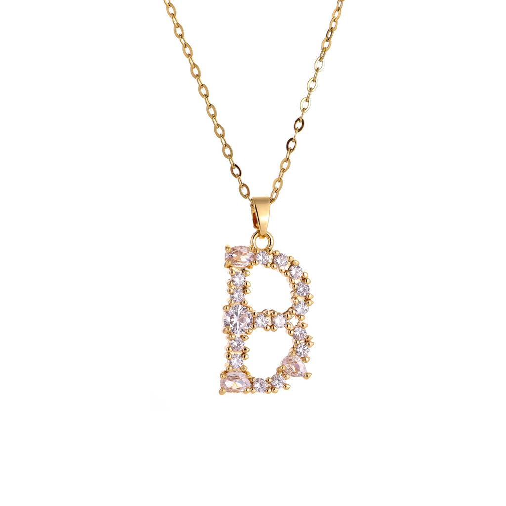 Luxury 26 Letter Necklace Women Unique Design White Zircon Crystal Collarbone Chain Party Jewelry Christmas Gift