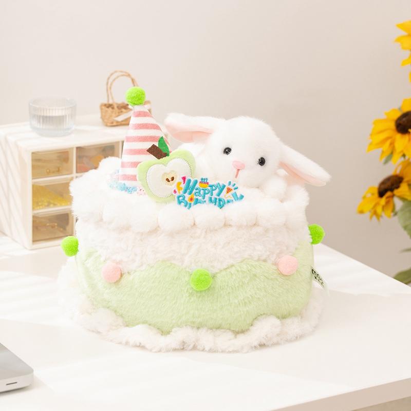 Tasty Fruit Birthday Cake Plush Toys Lovely Cartoon Animal Cake Toys Soft Cozy Birthday Party Decor Amusing Gift To Kids