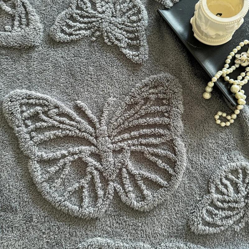 Luxurious Chiffon Butterfly Jacquard Throw Blanket Velvet Nap Blanket Office Shawl Comfortable Blanket Warm Sofa Blankets for Bed Quilt