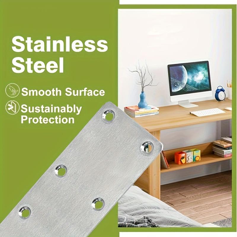6Pcs Stainless Steel Metal Straight Brackets With Screws Repairing Mending Plate for Wood Furniture Easy to Install